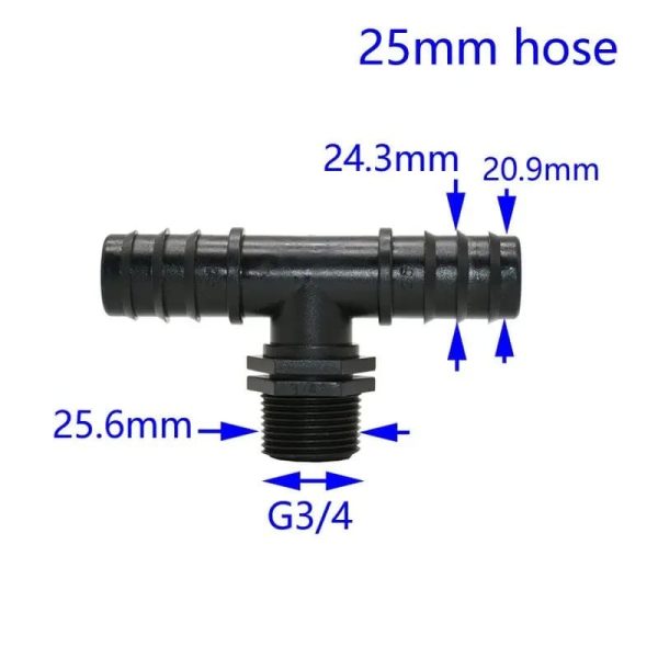 25mm-3/4 inch-25mm Tee Connector