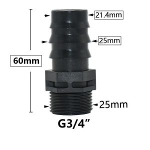 3/4"-25mm Straight Joiner Connector for Drip Irrigation Pipe